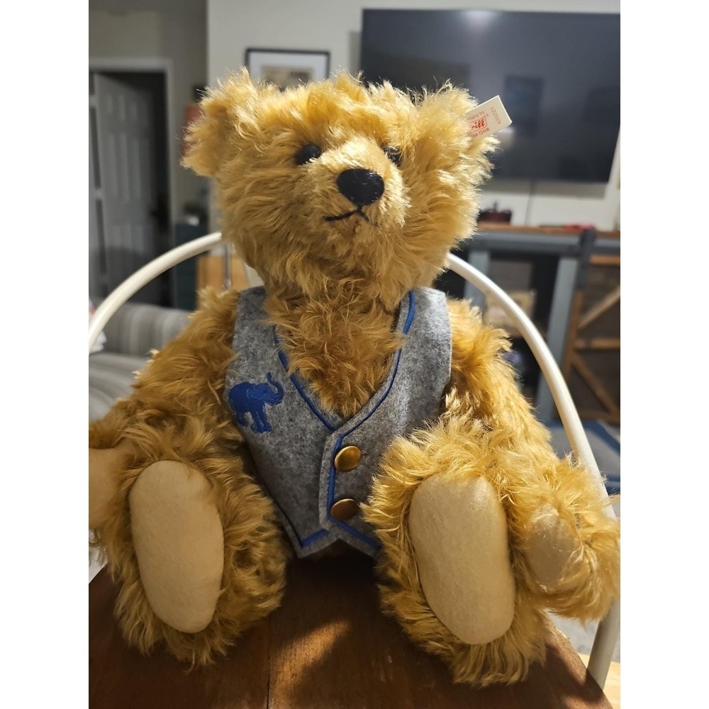 Steiff Century Bear Gold Buttons with Grey Vest  420221
